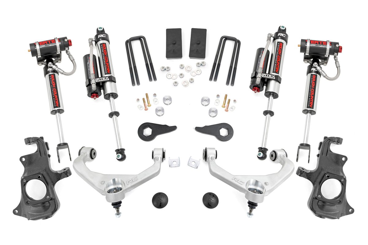 Chevrolet Silverado 3500 HD Suspension Lift Kit - Rough Country - Knuckle | Vertex | w/ Overloads - '11-'19